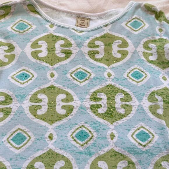 Jess & jane 90s y2k abstract long sleeve top sz XL rhinestones fairy boho - Picture 5 of 8